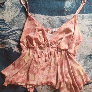 Floral Pink and Yellow Camisole Top